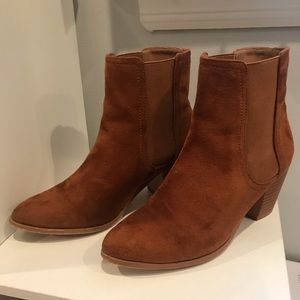 Brown suede booties